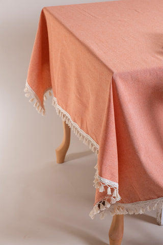 Solid Color Soft Cotton Tassel Tablecloth