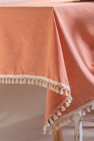 Solid Color Soft Cotton Tassel Tablecloth