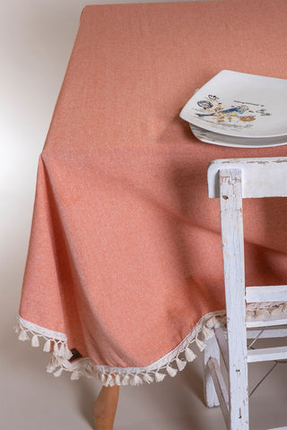 Solid Color Soft Cotton Tassel Tablecloth