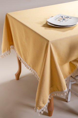 Solid Color Soft Cotton Tassel Tablecloth