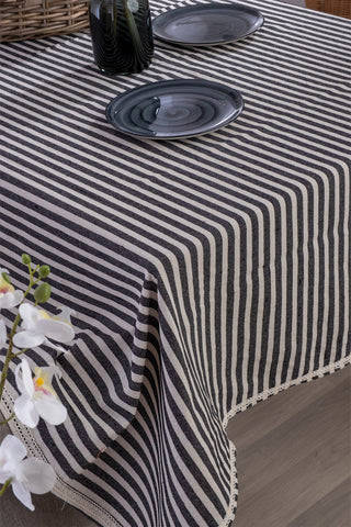 Striped Linen Colorful Lace Tablecloth