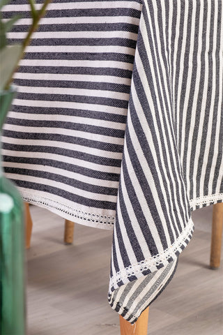 Striped Linen Colorful Lace Tablecloth