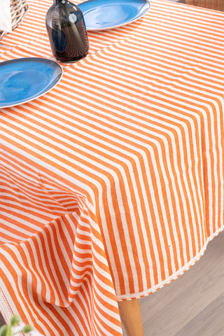 Striped Linen Colorful Lace Tablecloth