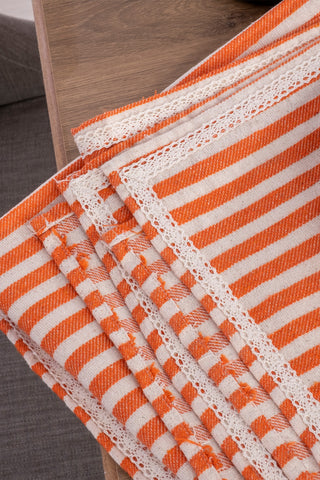 Striped Linen Colorful Lace Tablecloth