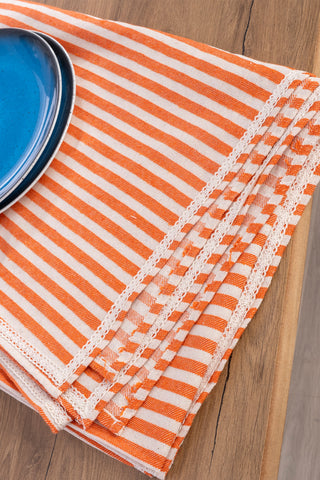Striped Linen Colorful Lace Tablecloth