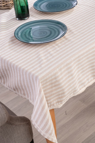 Striped Linen Colorful Lace Tablecloth