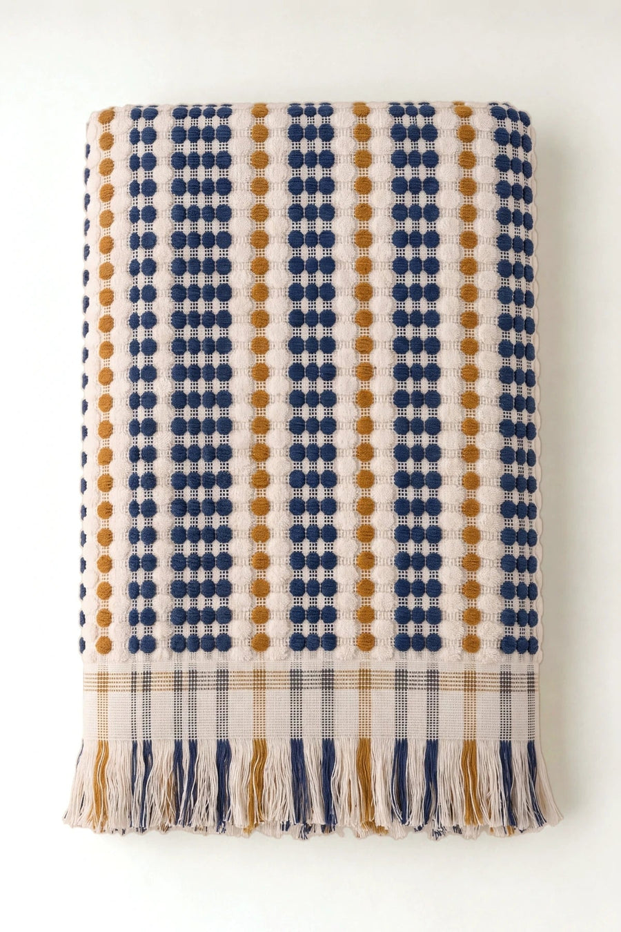 Turkish Cotton Mosaic Towel - Bath & Hand Set | OEKO-TEX - Blue Brown