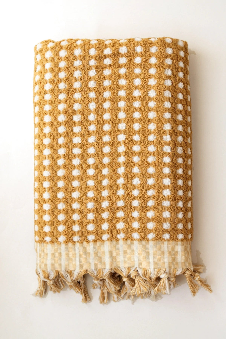 Turkish Cotton Mosaic Towel - Bath & Hand Set | OEKO-TEX - Mustard