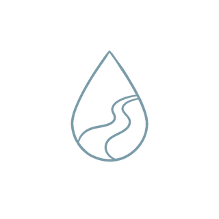 Water drop with river line — VivaMaison freshwater restoration commitment icon