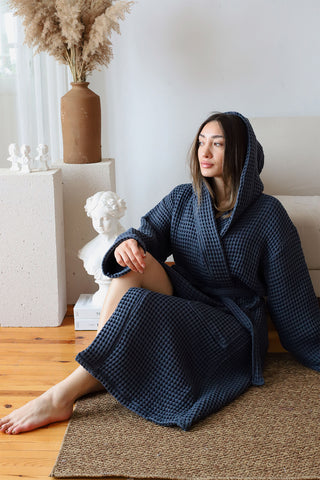 Waffle Weave Natural Cotton Soft Bathrobe