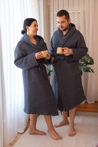 Waffle Weave Natural Cotton Soft Bathrobe