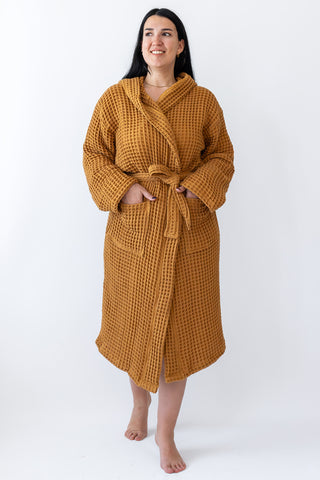 Waffle Weave Natural Cotton Soft Bathrobe