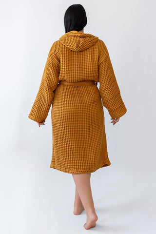 Waffle Weave Natural Cotton Soft Bathrobe