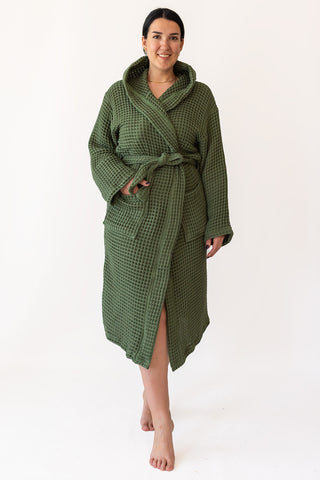 Waffle Weave Natural Cotton Soft Bathrobe