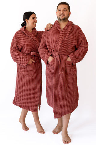 Waffle Weave Natural Cotton Soft Bathrobe