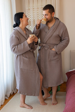 Waffle Weave Natural Cotton Soft Bathrobe