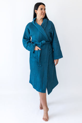 Waffle Weave Natural Cotton Soft Bathrobe