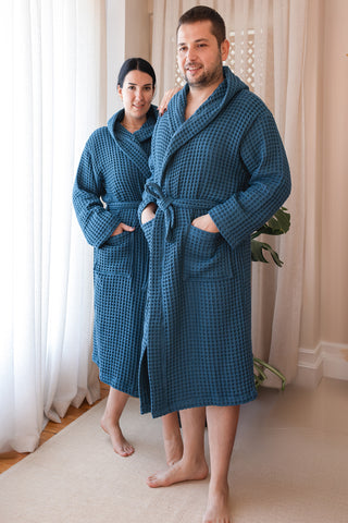 Waffle Weave Natural Cotton Soft Bathrobe