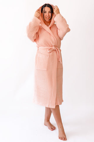 Waffle Weave Natural Cotton Soft Bathrobe