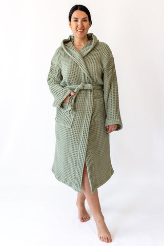 Waffle Weave Natural Cotton Soft Bathrobe