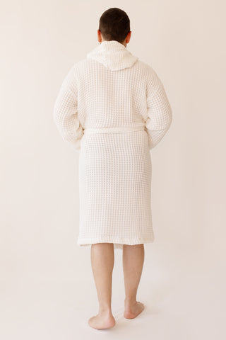 Waffle Weave Natural Cotton Soft Bathrobe