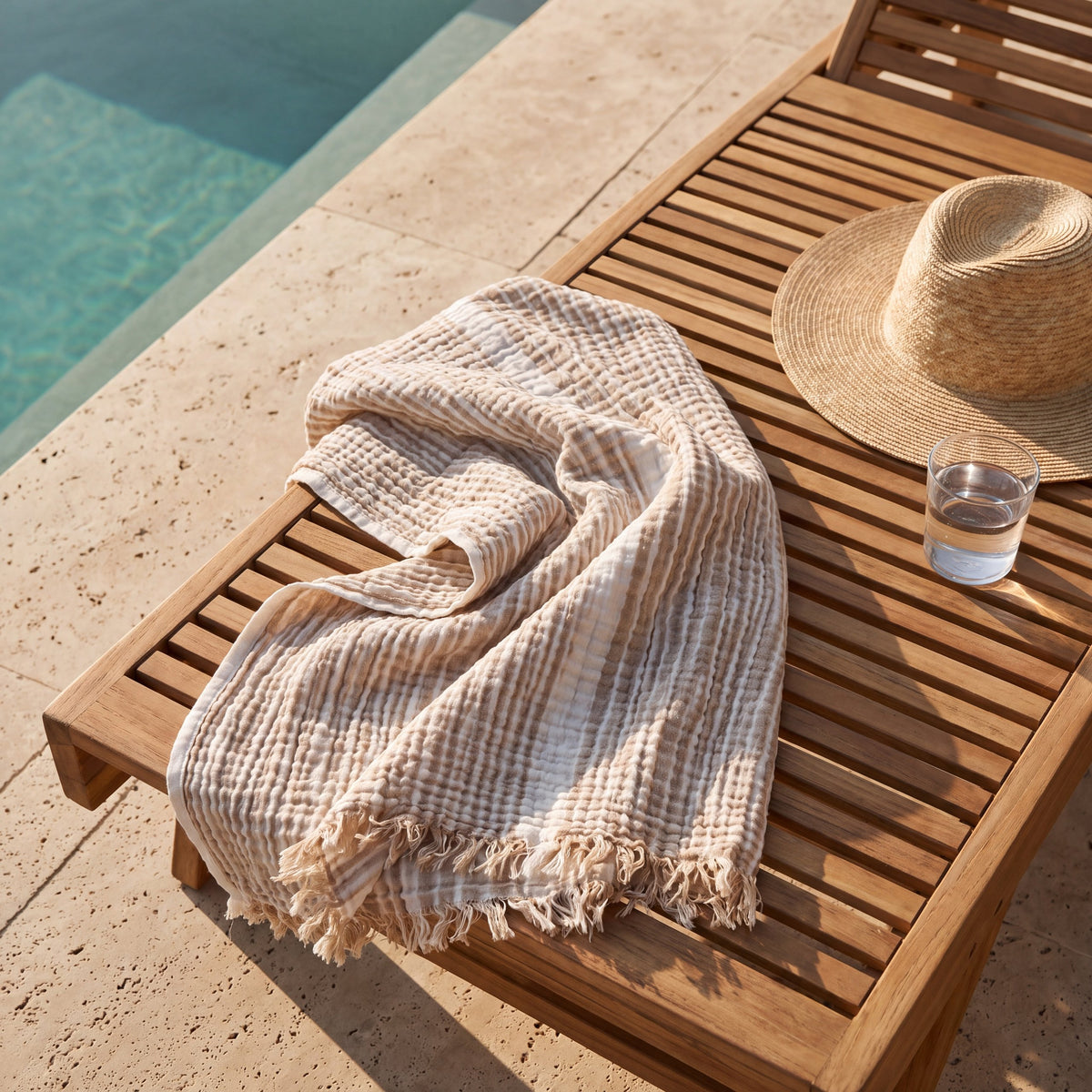 Peshtemal by the pool
