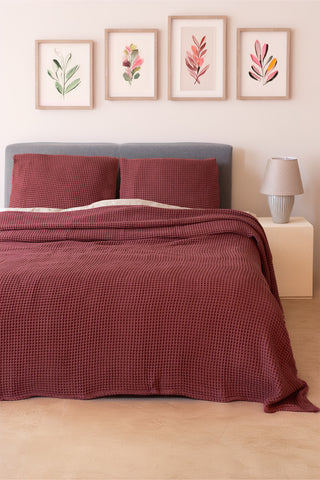 Waffle Weave Natural Cotton Soft Bedspread