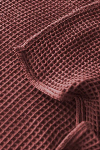 Burgundy waffle cotton bedspread styled bedroom view - long-staple Aegean cotton
