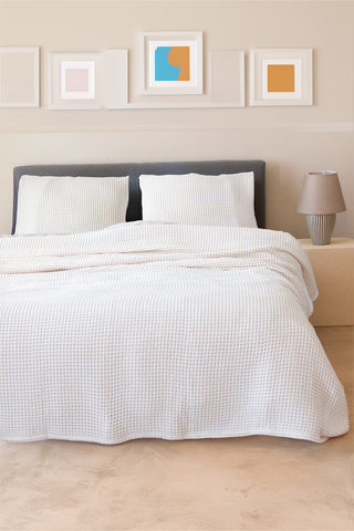 Waffle Weave Natural Cotton Soft Bedspread